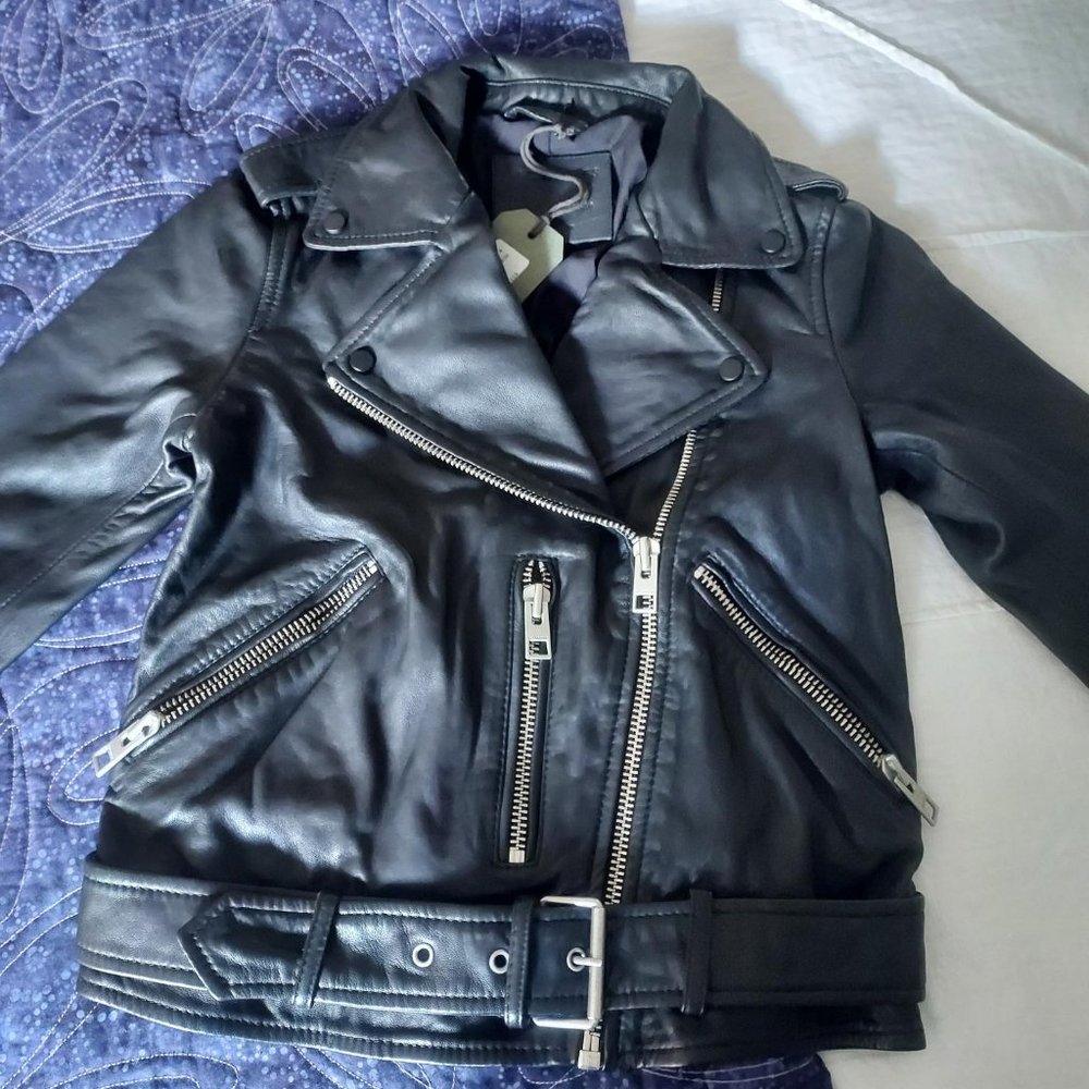 NWT All Saints Balfern Biker jacket, black, US 4 - Picture 7 of 16